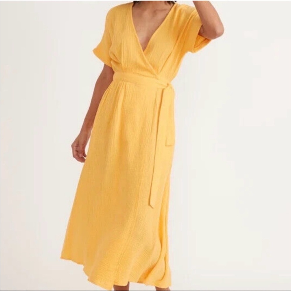 Marine Layer Golden Yellow Valencia Wrap Dress Size S